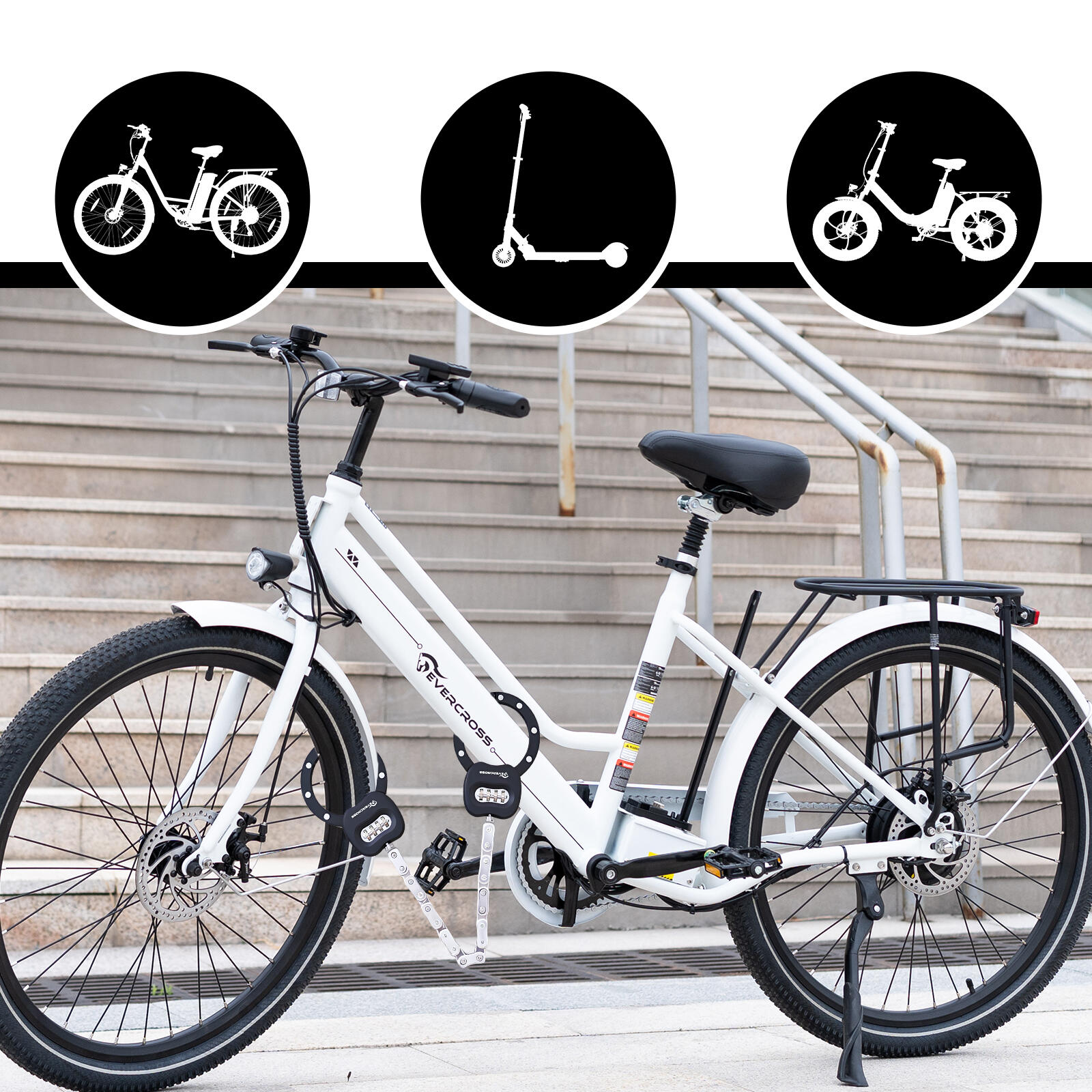 Lucchetto per Bici & Monopattino - Combinazione 4 Cifre-EVERCROSS LK1 2/7