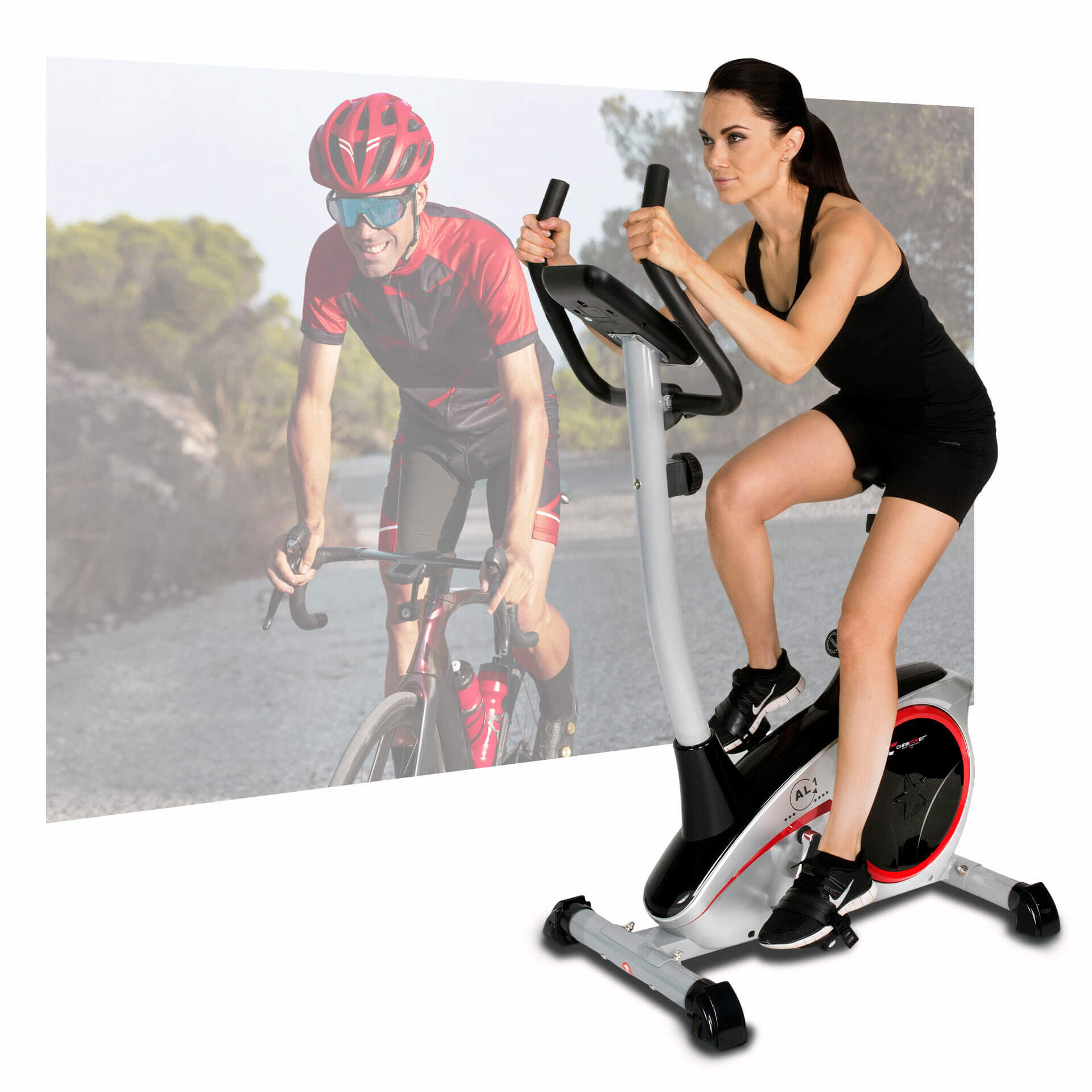 Vélo d'appartement - jusqu'à 150kg - incl. tapis de protection - AL 1 argent 2/7