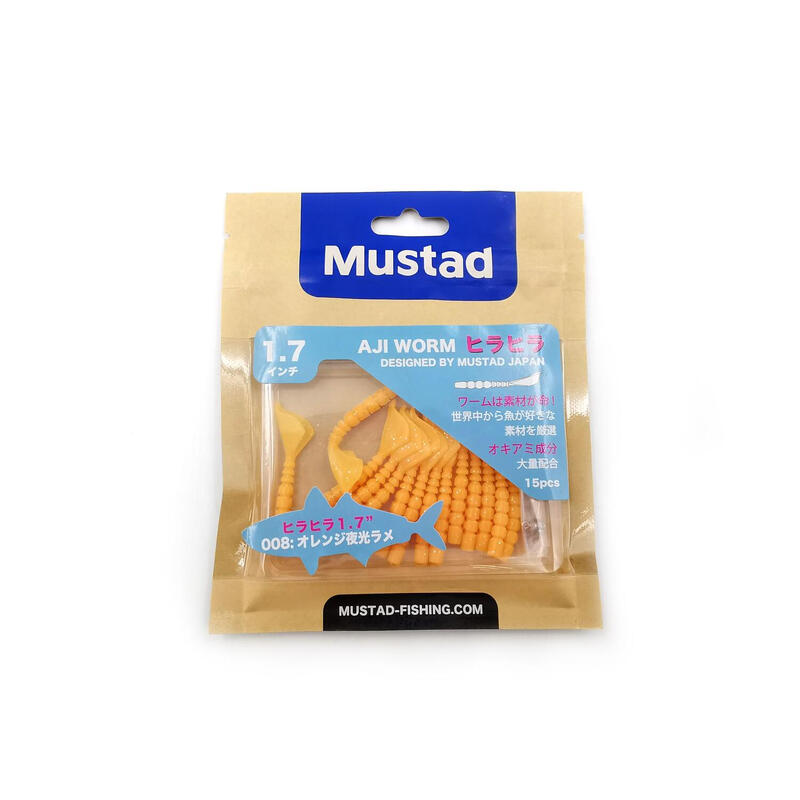 GRUB MUSTAD AJI MICRO HILA 4,3 CM ORANGE GLOW GLITTER, 12 BUC / PLIC