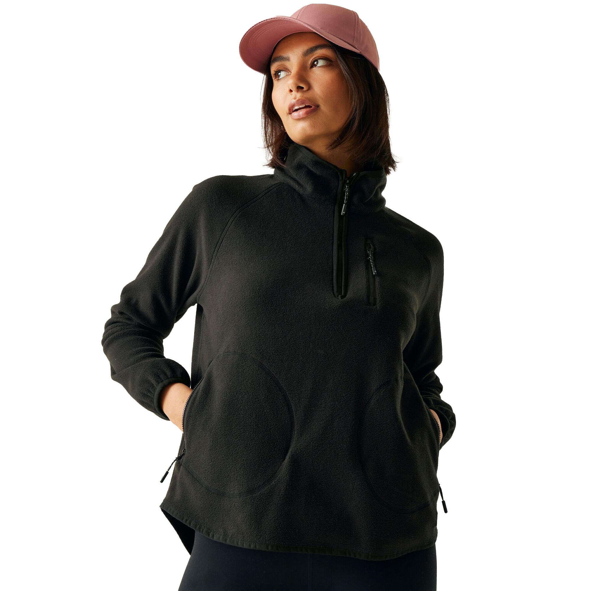 Womens/Ladies Frankie Quarter Zip Fleece Top (Black) 4/5