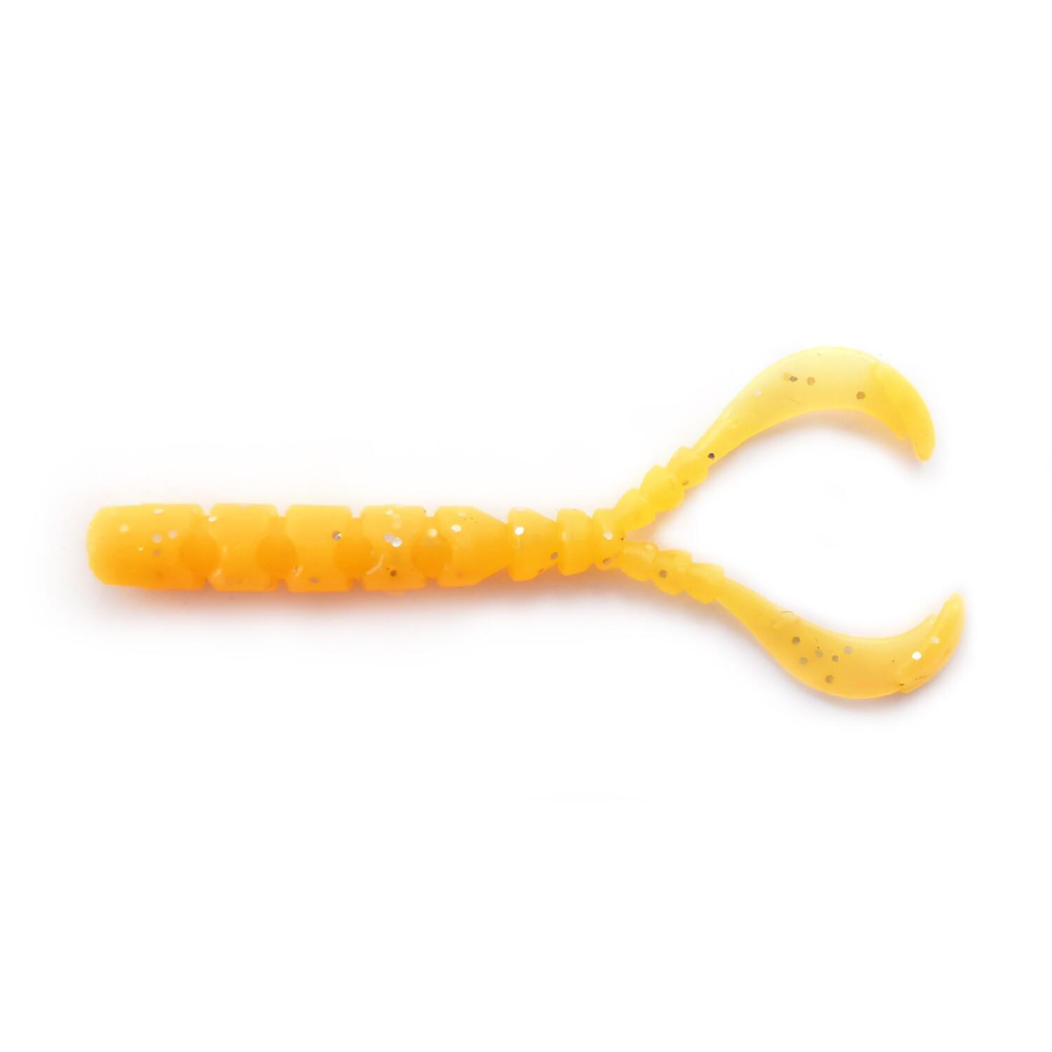 GRUB MUSTAD AJI MICRO CHIKI 4,3 CM ORANGE GLOW GLITTER, 12 BUC / PLIC