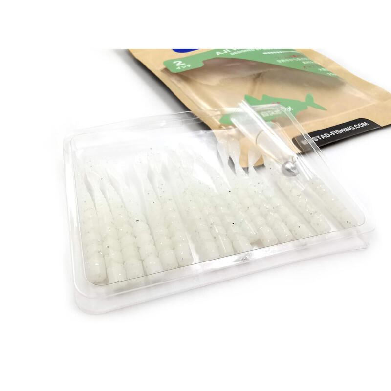 GRUB MUSTAD AJI MICRO FLA 5 CM CLEAR SILVER GLITTER, 15 BUC / PLIC