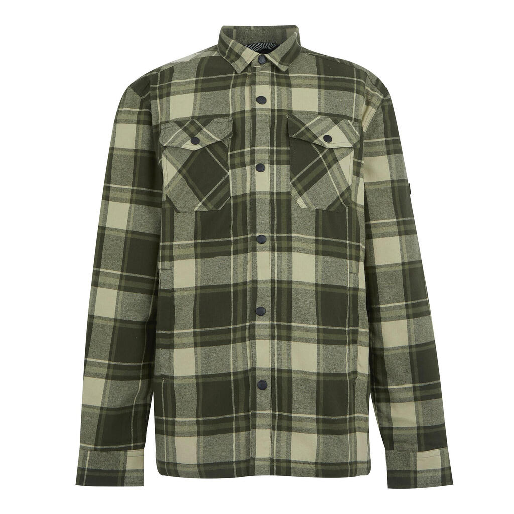 Mens Spennith Checked Shirt Jacket (Dark Khaki/Black)