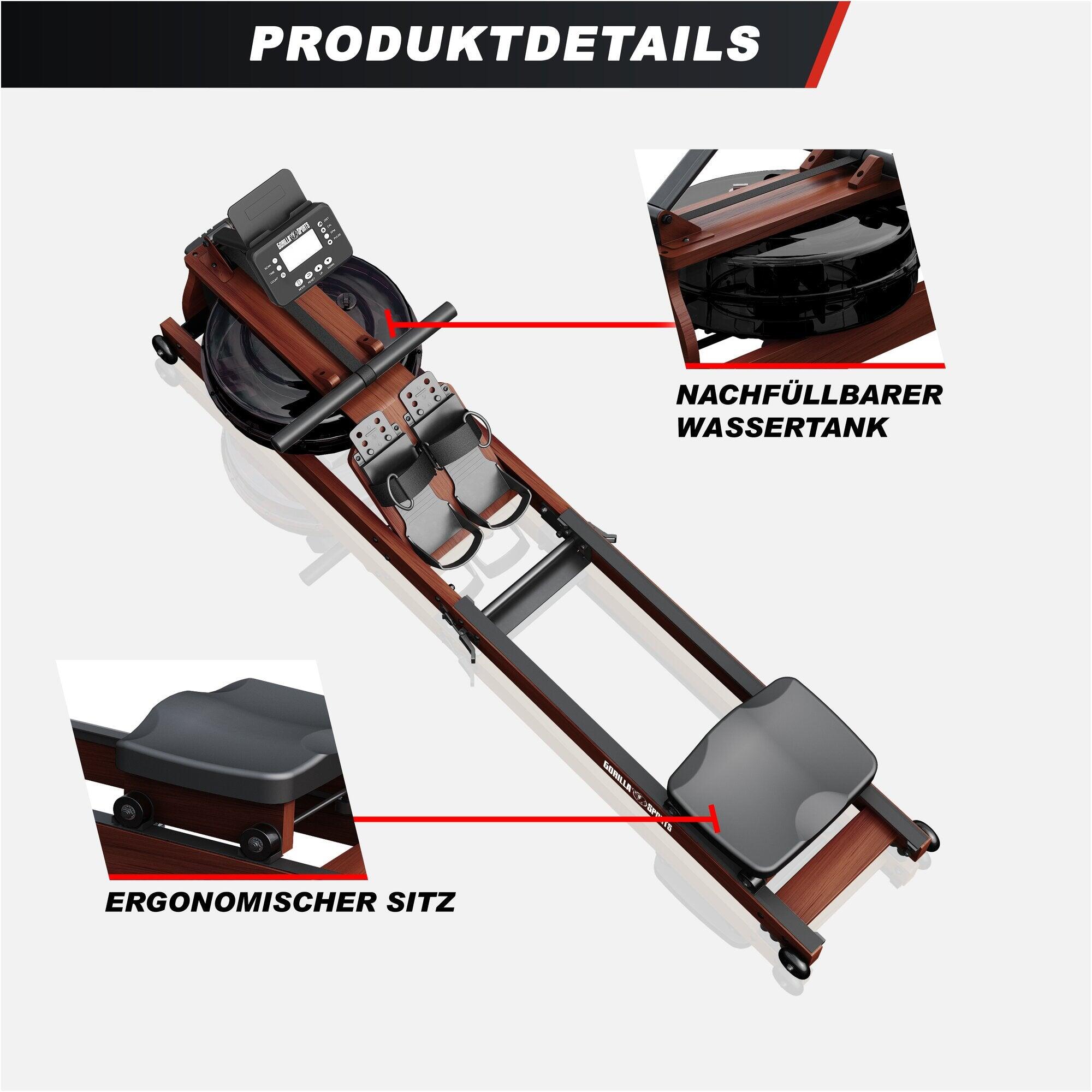 Appareil de rameur en bois à résistance à eau, pliable 4/7