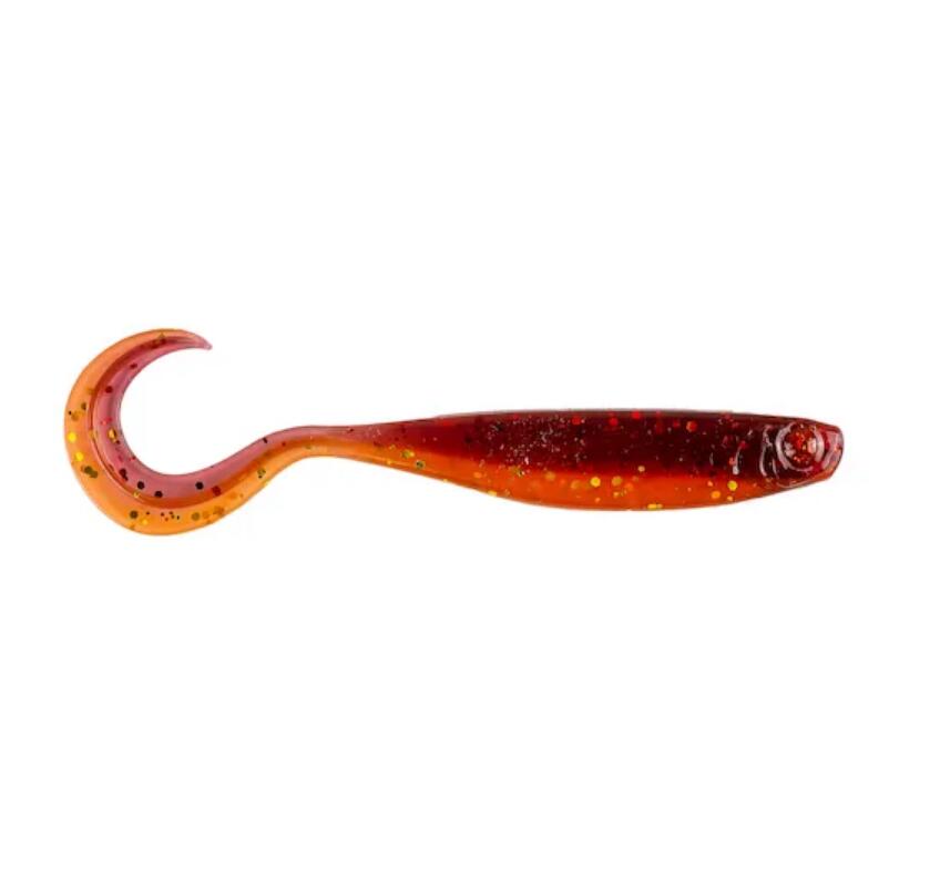 Shad Mustad Mezashi curly tail minnow 9 cm, red gold, 6 buc / plic