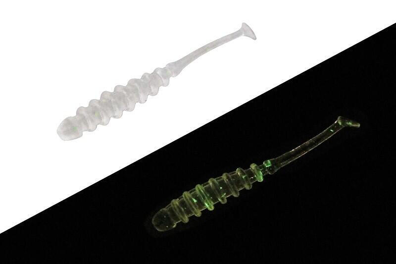 SHAD JACKALL TIDEBEAT 1,5 INCH CLEAR GLOW CRUSH 10 BUC / PLIC