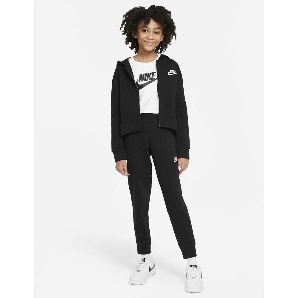 Felpa con cappuccio Nike Sportswear Club Fleece in Nero/Bianco 4/5