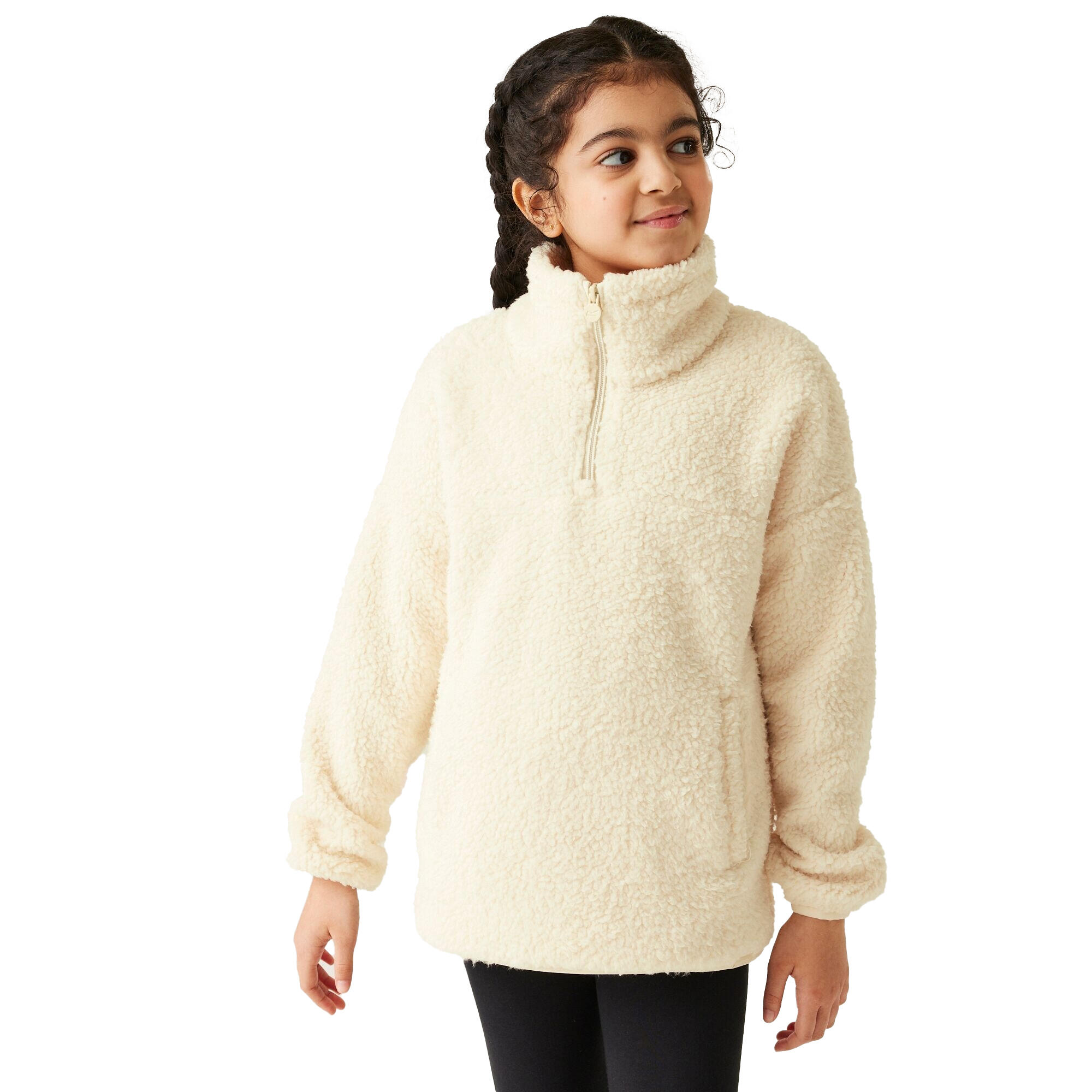 Childrens/Kids Kaliza Half Zip Fleece Top (Light Vanilla) 3/5