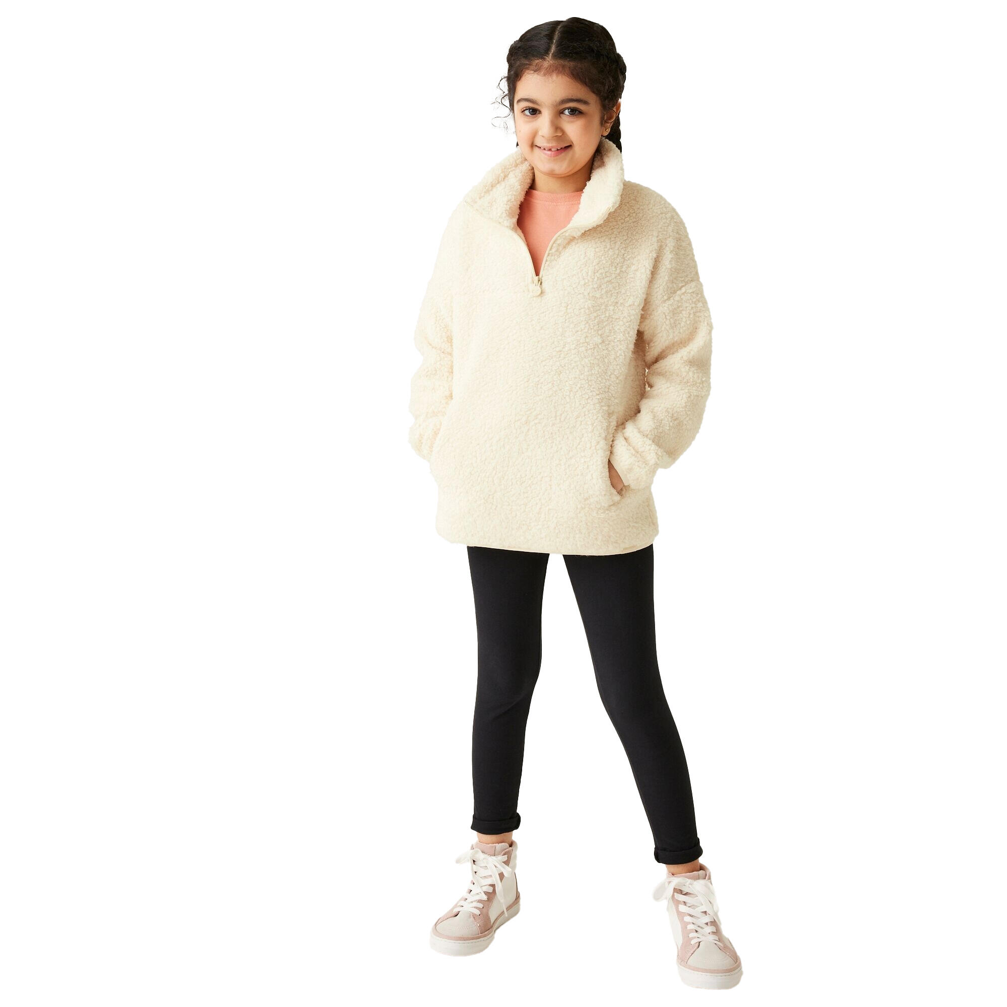 Childrens/Kids Kaliza Half Zip Fleece Top (Light Vanilla) 4/5