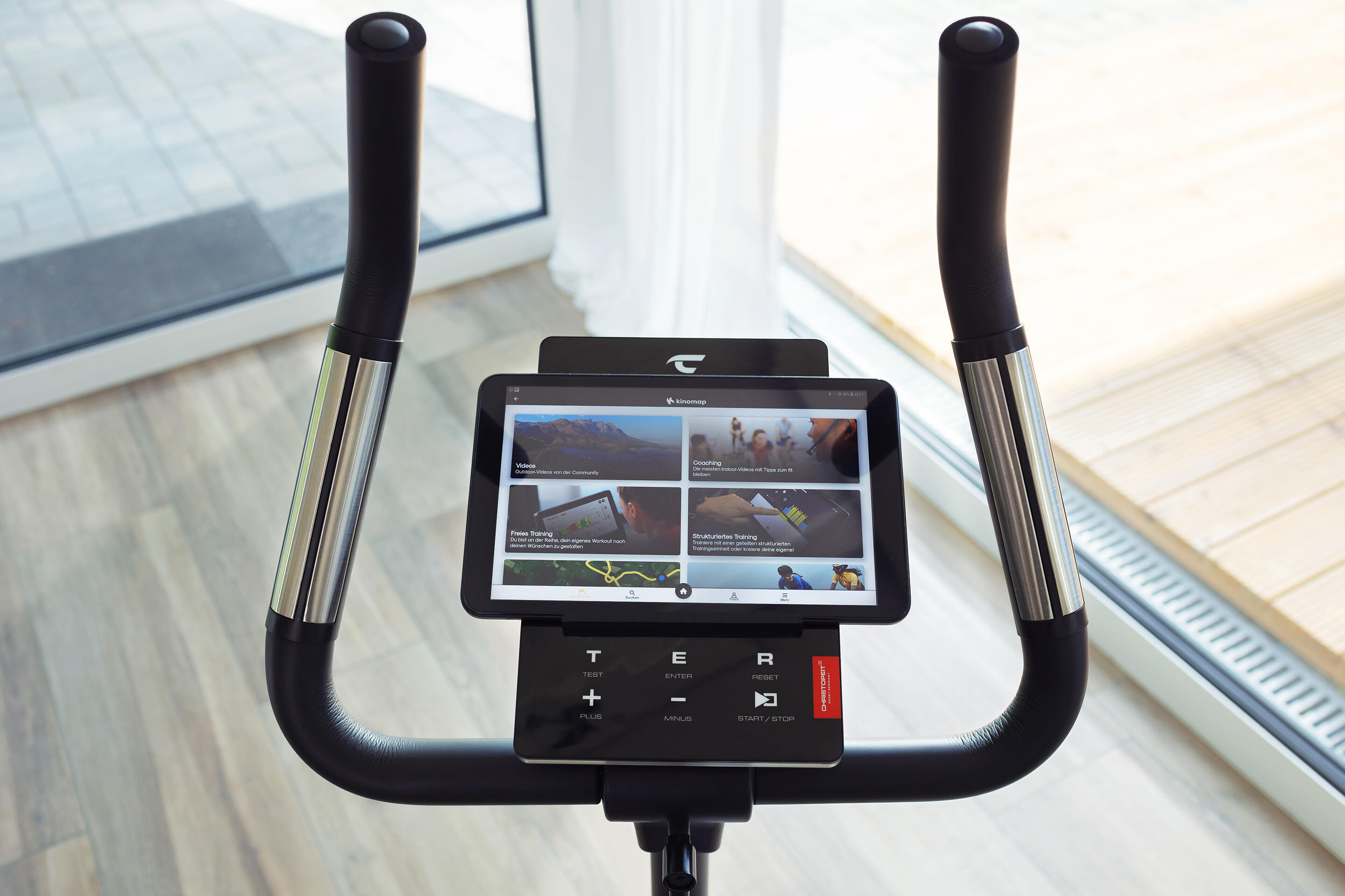 Vélo d'appartement - 150kg et 200cm incl. tapis + ceinture cardiaque - ET 6 6/7