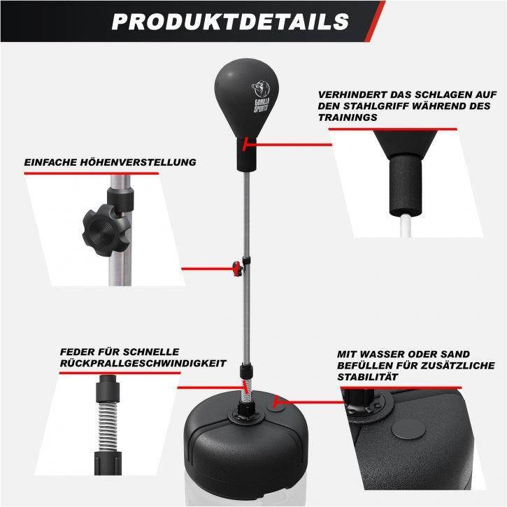 Relaxdays Boksbal - vulbare voet - hoogte verstelbaar 135-153 cm