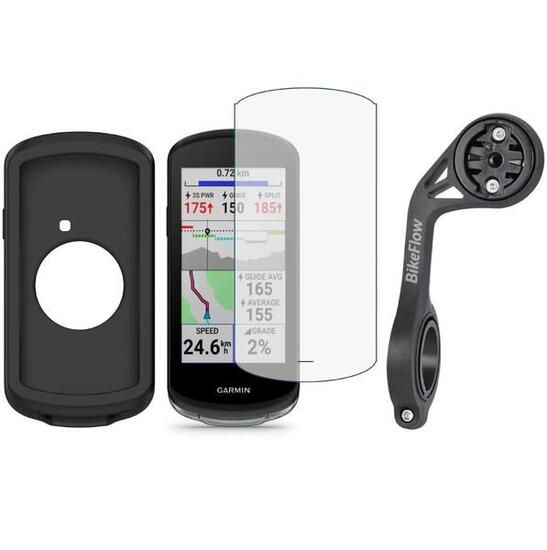 Pack 3-en-1 protección Garmin Edge 1040 – Funda, cristal templado, soporte