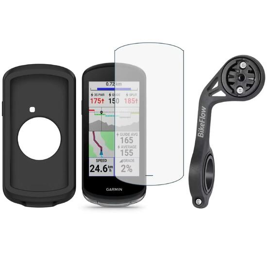 Zestaw 3-w-1 ochrona Garmin Edge 1040 – Etui, szkło hartowane, uchwyt