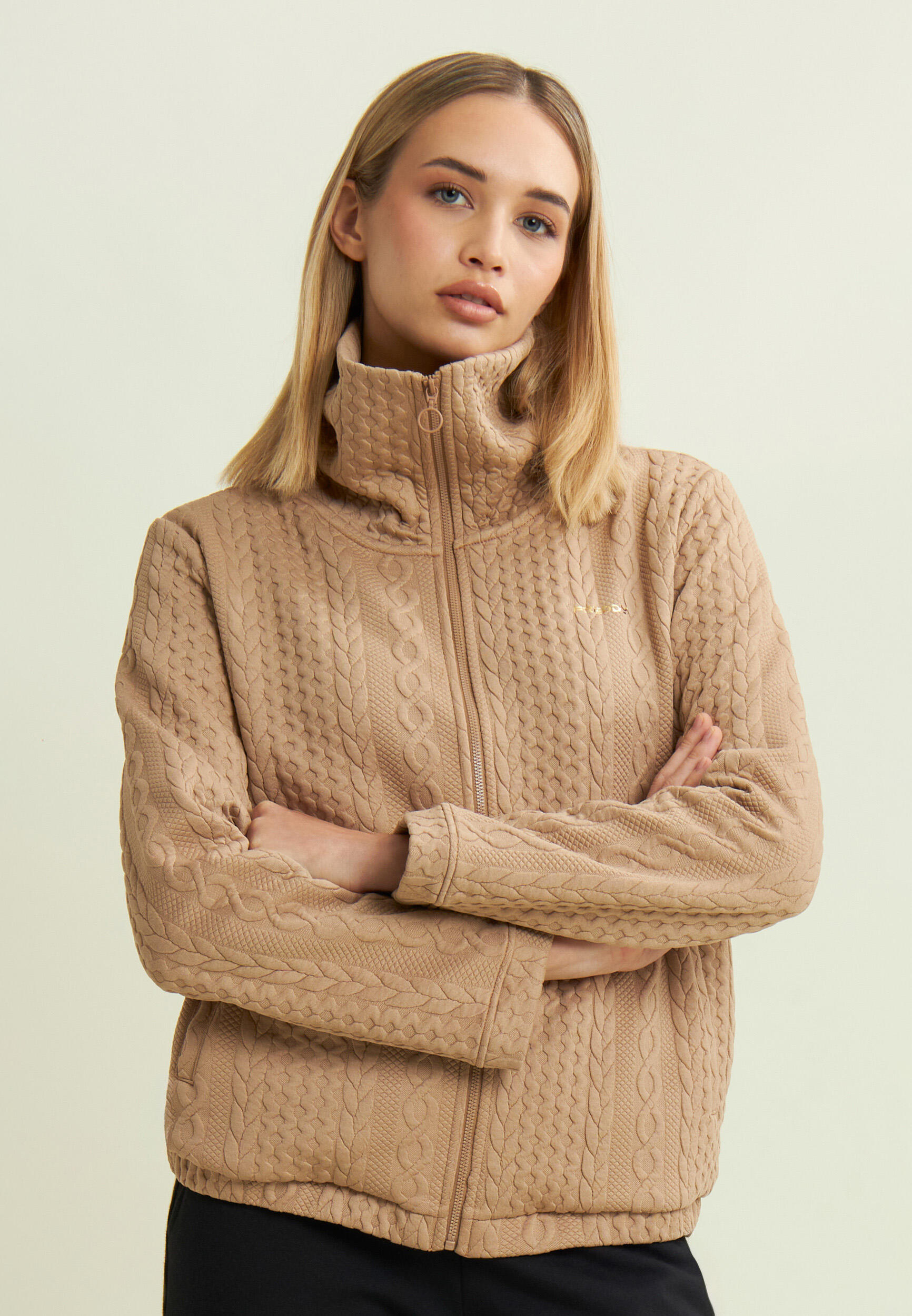 Felpa full-zip in tessuto tecnico doppio a trecce 2/5