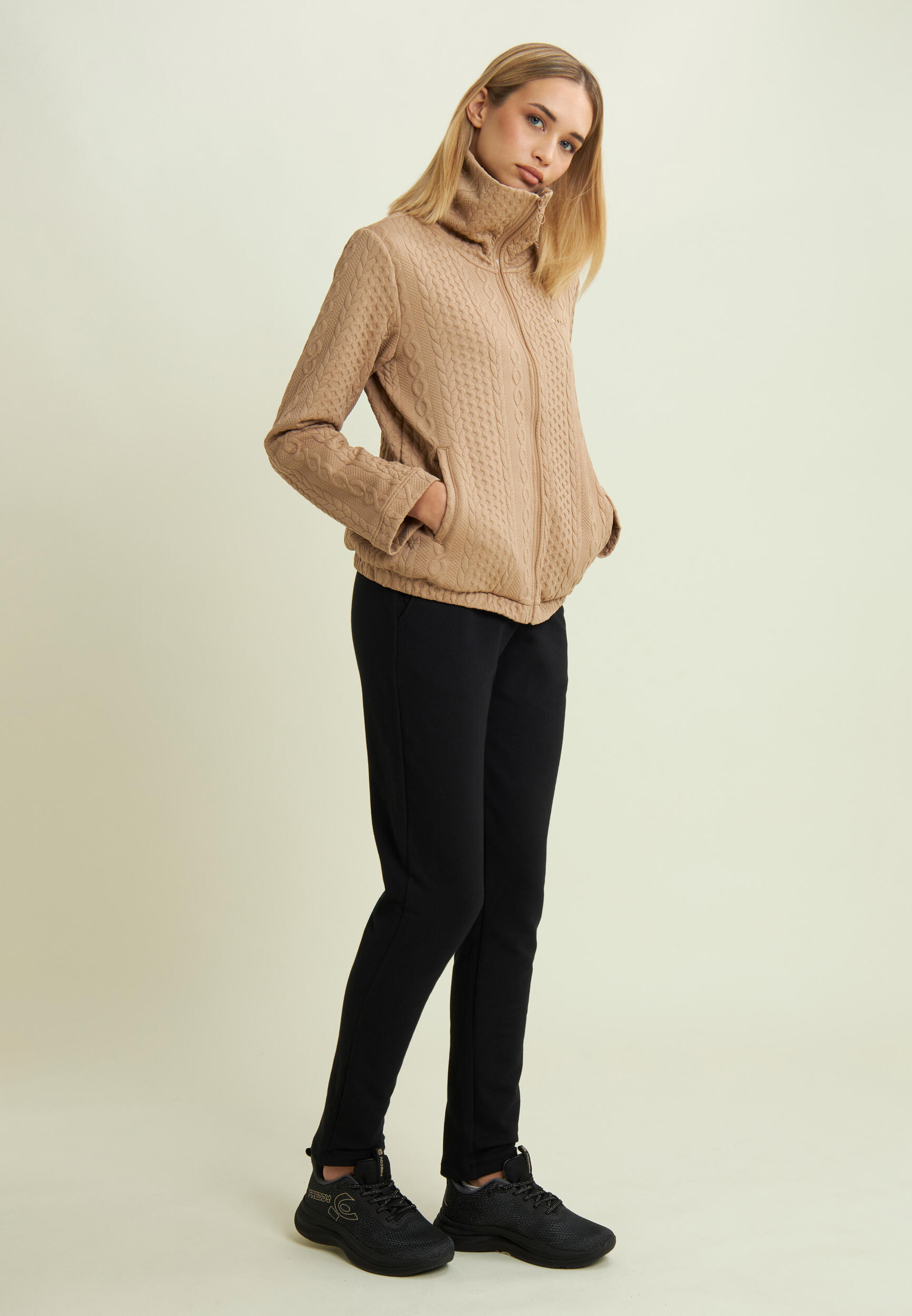 Felpa full-zip in tessuto tecnico doppio a trecce 5/5
