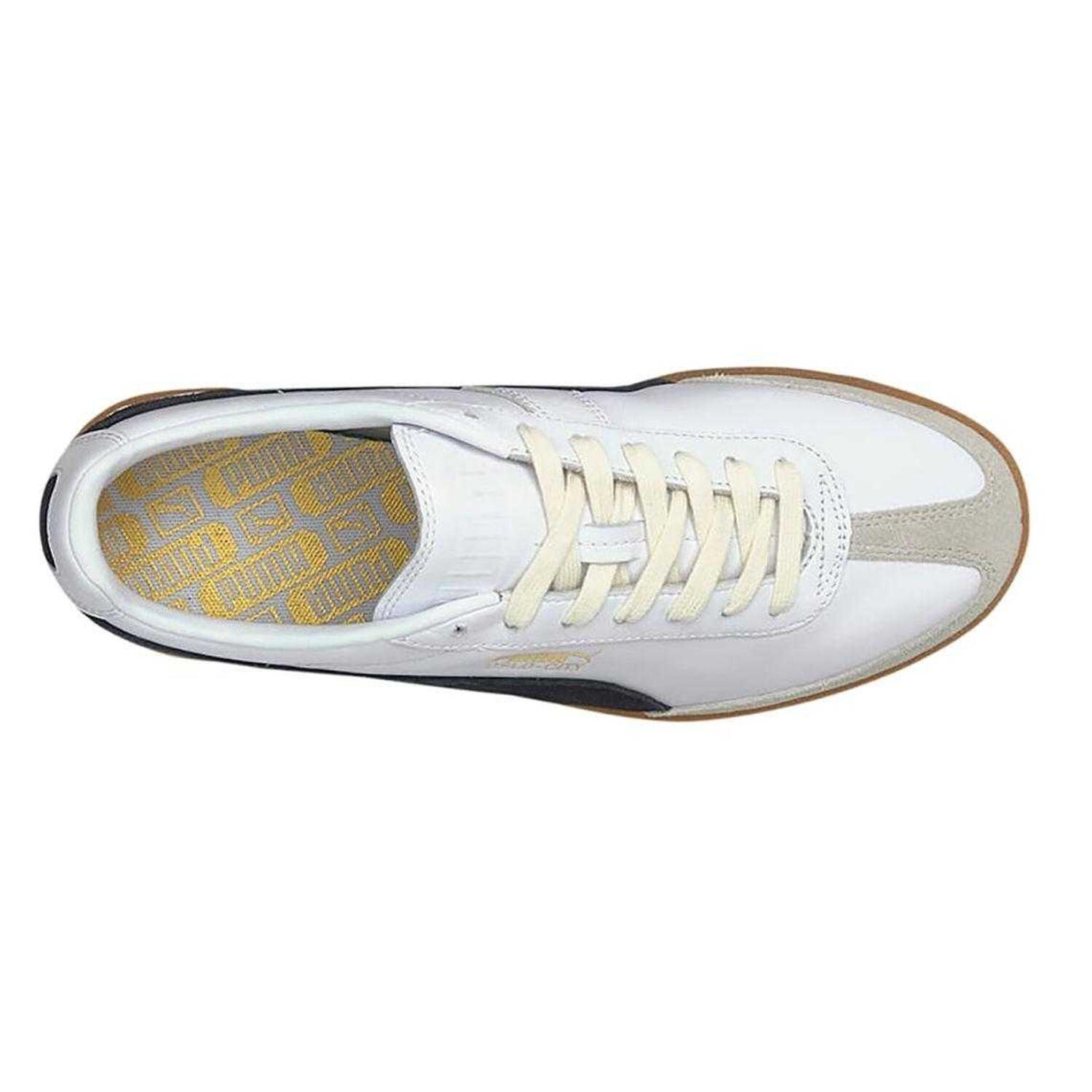 Sneaker für HerrenDamen Unisex, Leder Damen und Herren Weiß/Schwarz 3/4