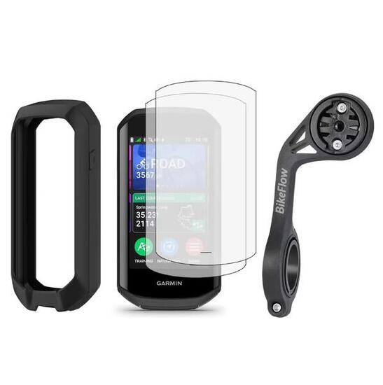 3-in-1 Paket Garmin Edge 1050: Silikonhülle, 2 Hydrogel-Folien, XL Halterung