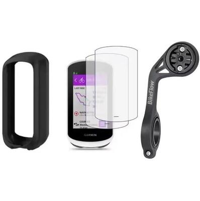3-in-1 pakket garmin edge explore 2: siliconen hoes. 2 glazen. xl houder