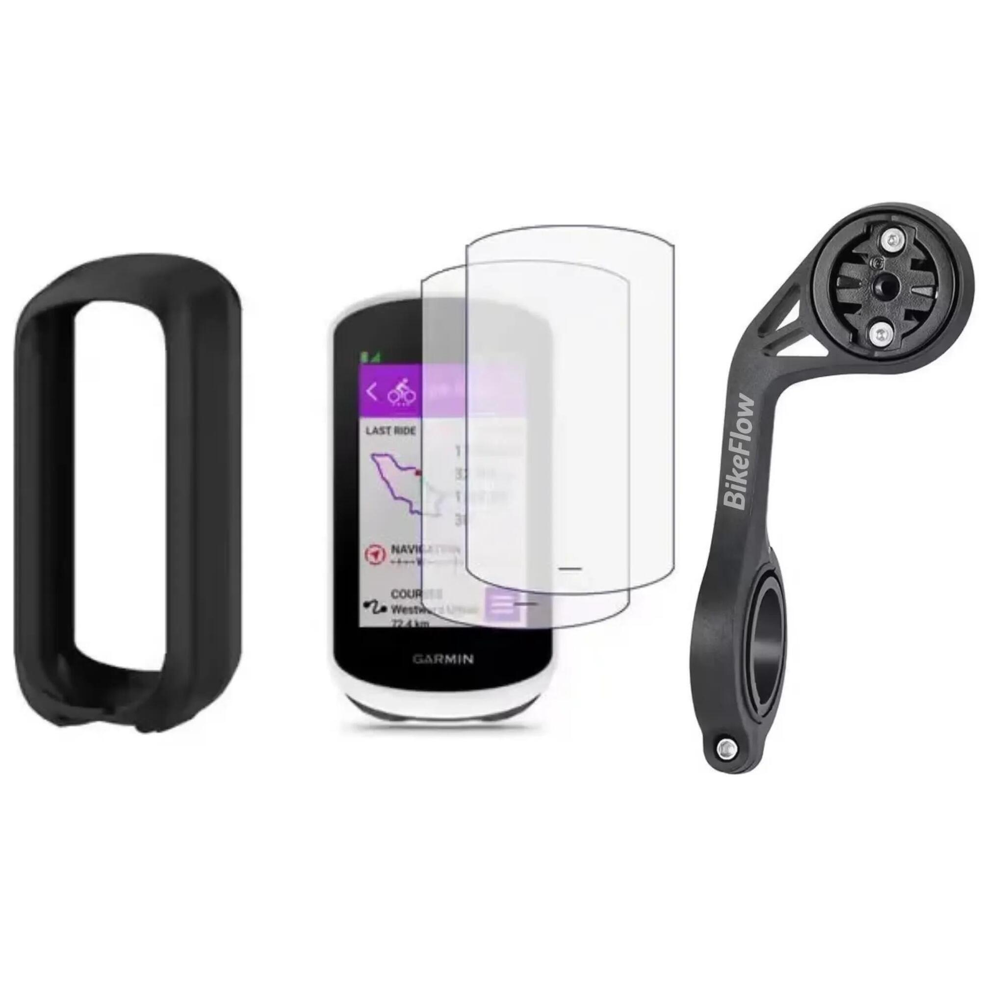 BIKEFLOW Balíček 3-v-1 Garmin Edge Explore 2: silikonové pouzdro, 2 skla, XL držák