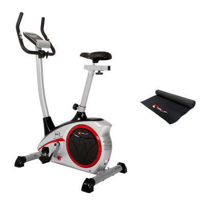 Hometrainer - 9kg magnetische rem - 150kg - incl. mat - al 2 - zilver