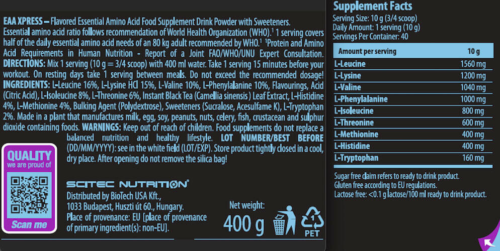 Eaa ? Aminoácidos Esenciales - Eaa Xpress (400g) - Té Helado De Melocotón 3/4
