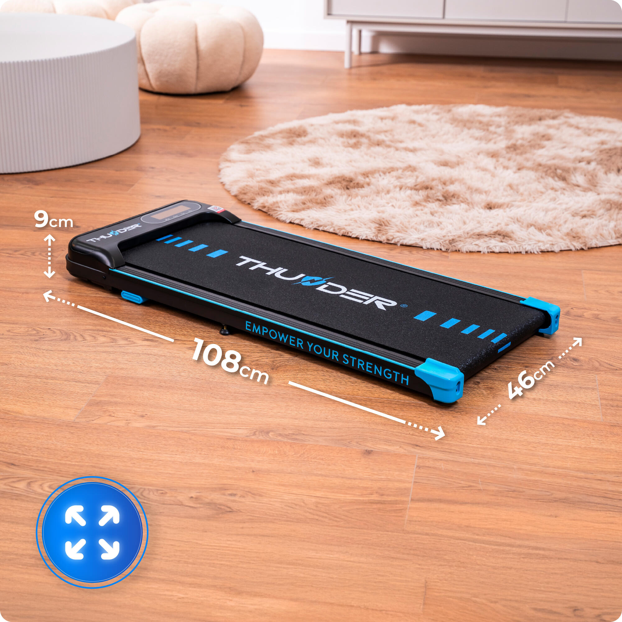Tapis de course Thunder KINDI-BLACK 108x46cm 6km/h FitShow LED Bluetooth 2/7
