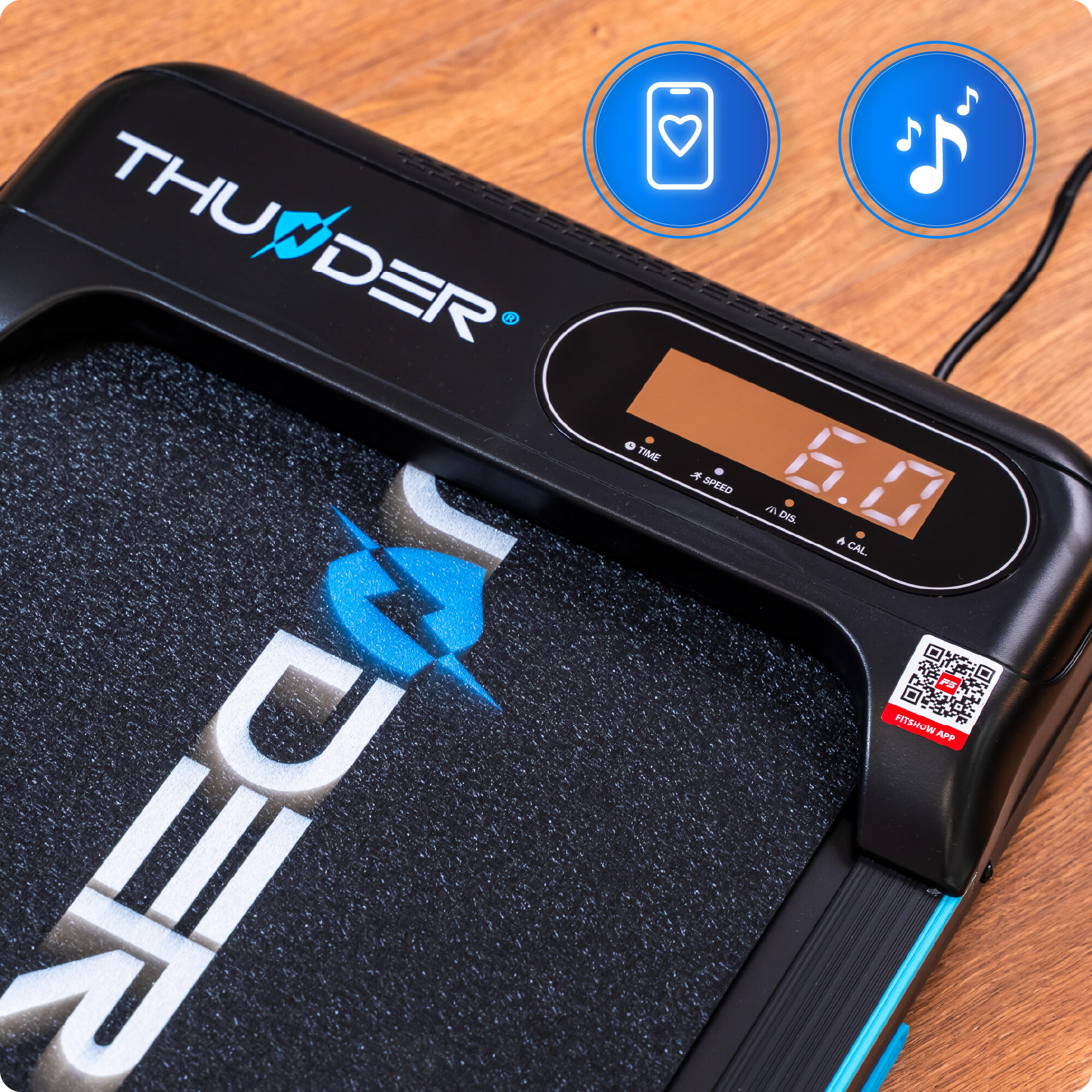 Tapis de course Thunder KINDI-BLACK 108x46cm 6km/h FitShow LED Bluetooth 6/7