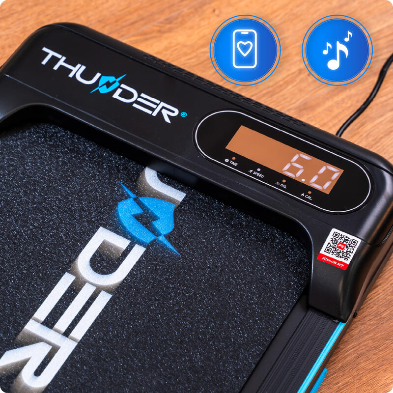 Bandă de alergare Thunder KINDI-BLACK 95x38,5cm 6km/h FitShow LED Bluetooth