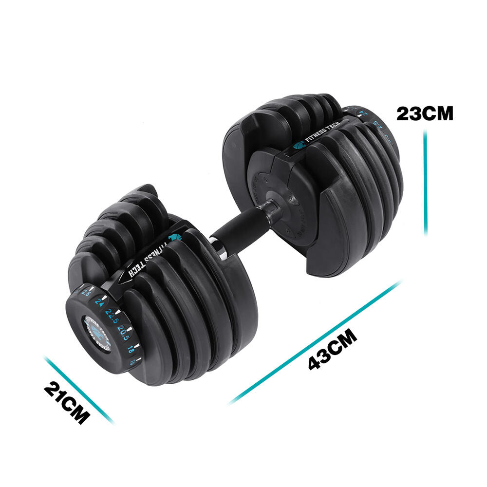 Lot de 2 Haltères Réglables de 2,5 à 24kg Fitness Tech 4/7