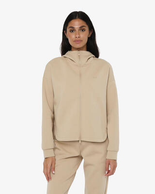 beiges Damen-Sweatshirt aus synthetischem Material für Fitness