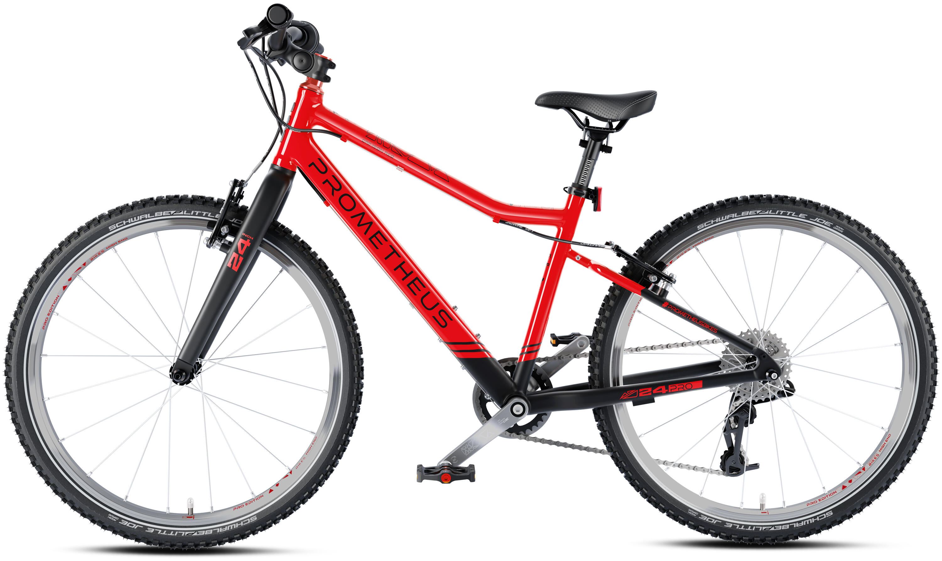 Bici bambini 24 pollici da 7 anni superleggera 8 marce SRAM X4 Rosso Nero 4/7