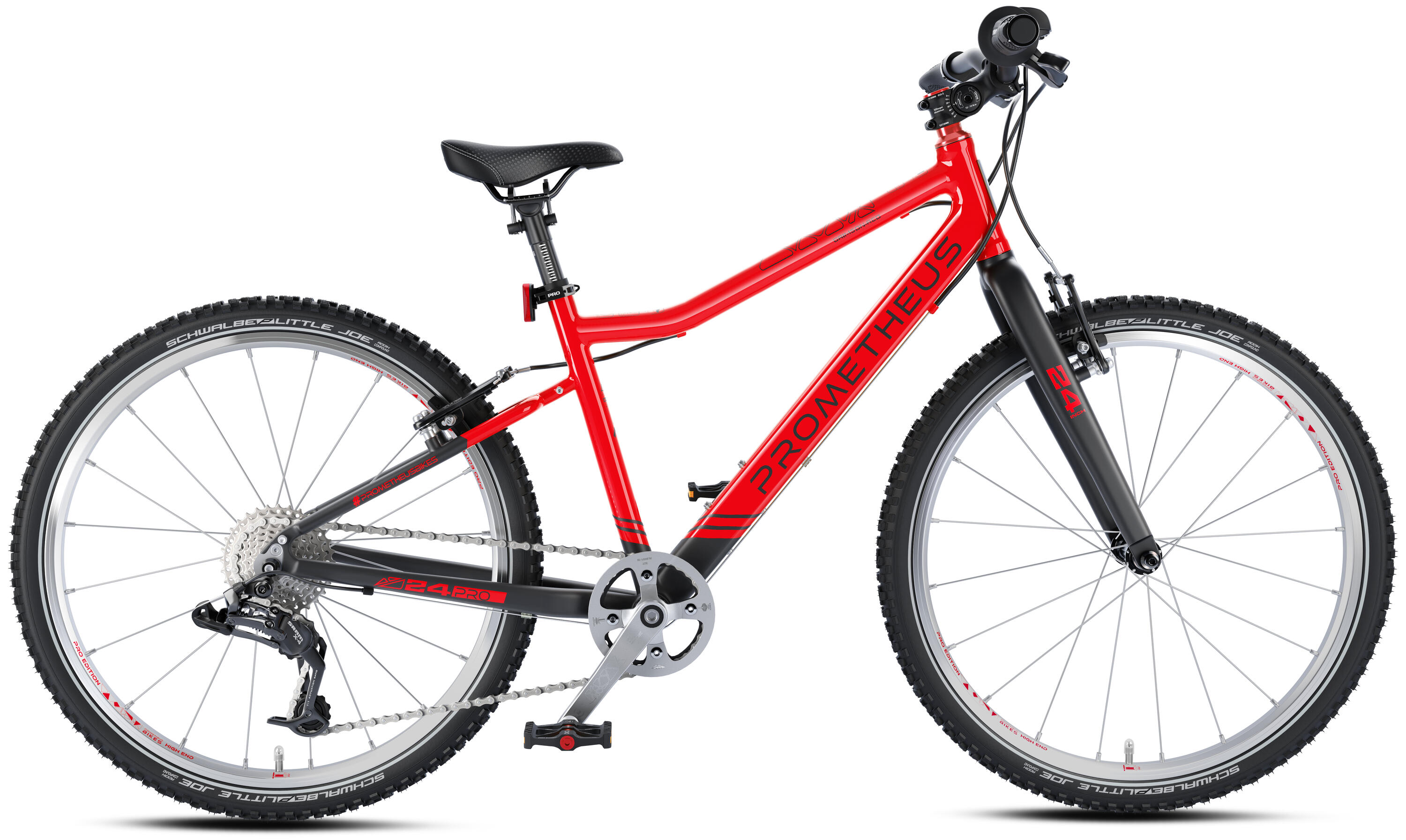 Bici bambini 24 pollici da 7 anni superleggera 8 marce SRAM X4 Rosso Nero 3/7