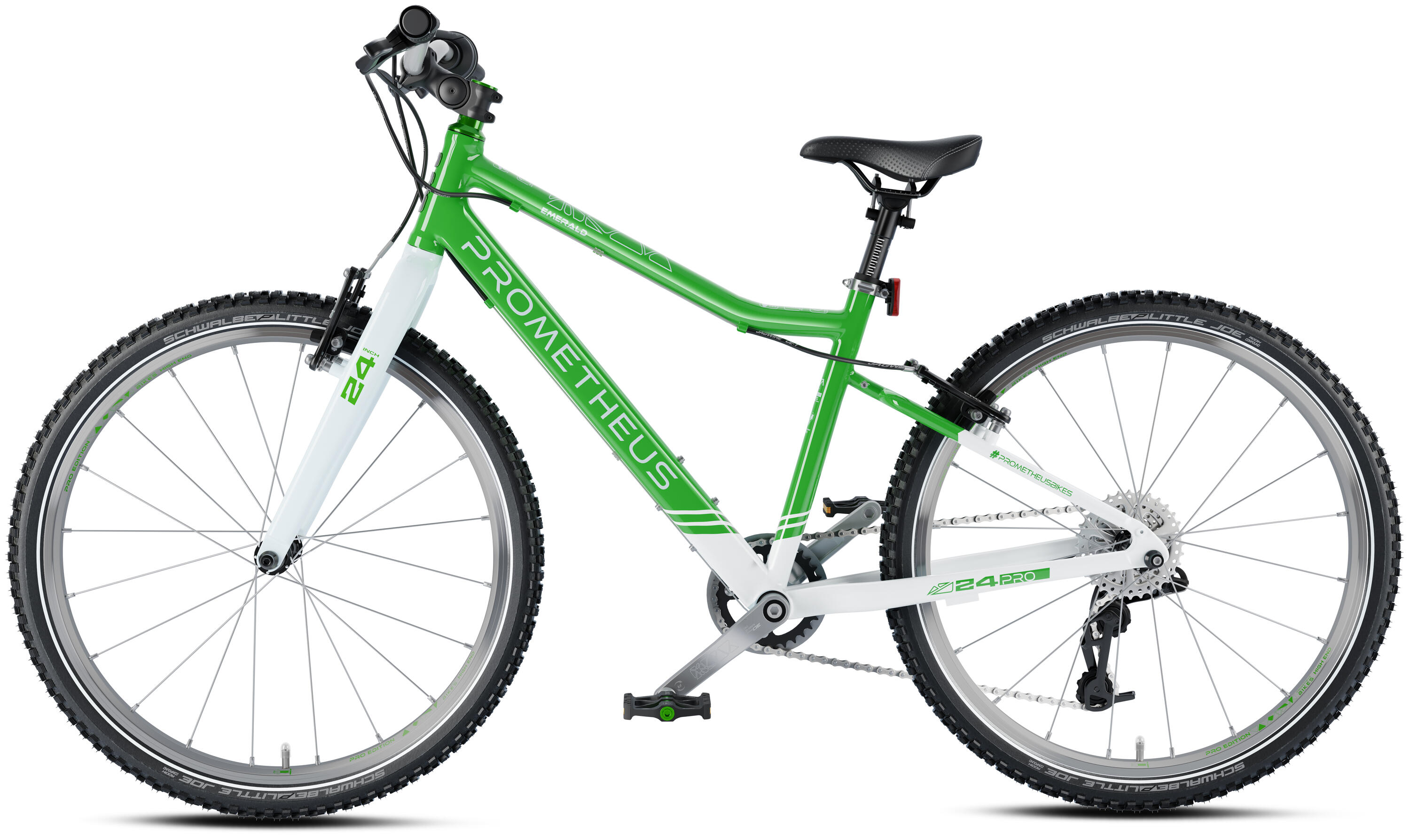 Bici bambini 24 pollici da 7 anni superleggera 8 marce SRAM X4 Verde Bianco 4/7