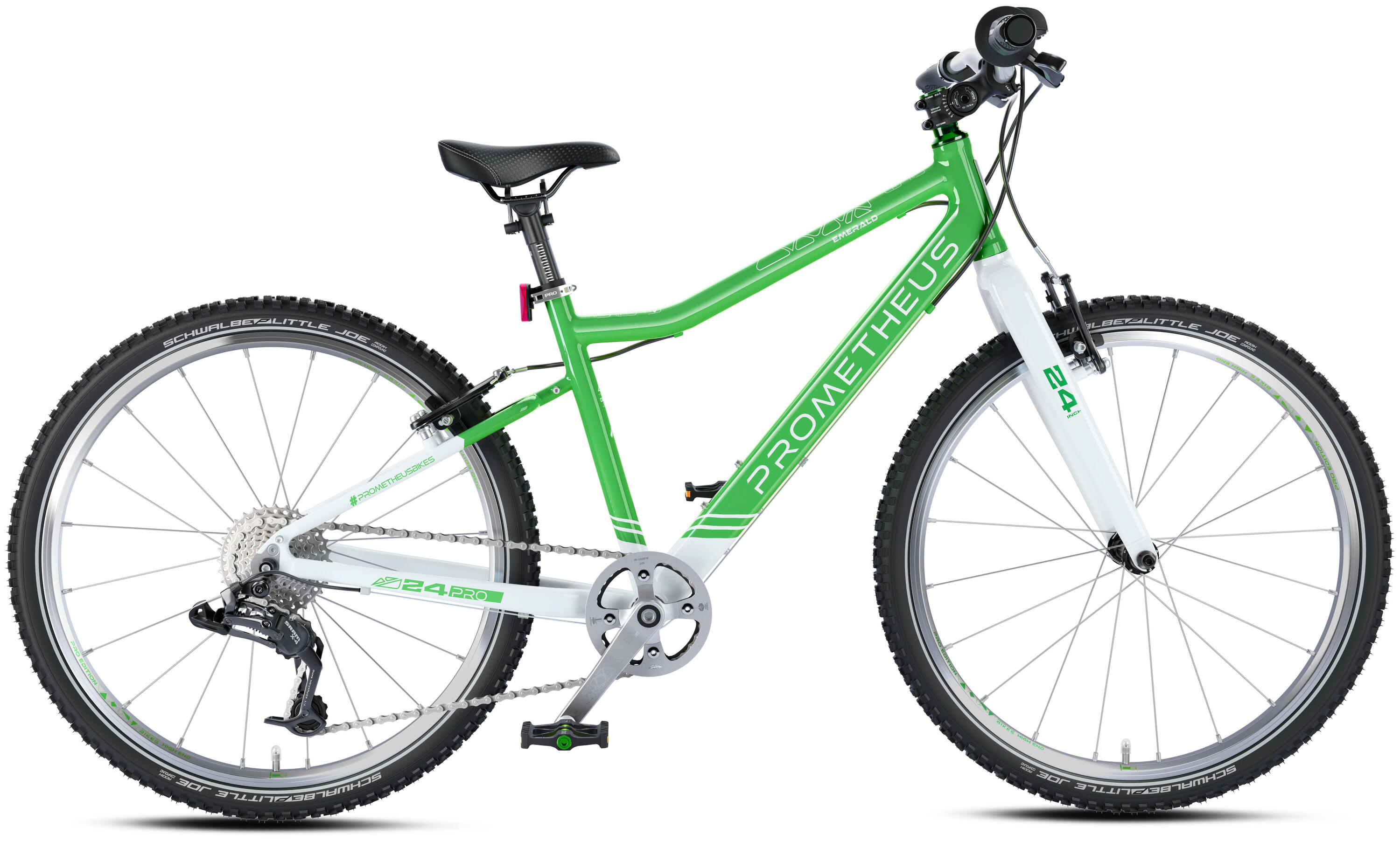Bici bambini 24 pollici da 7 anni superleggera 8 marce SRAM X4 Verde Bianco 3/7