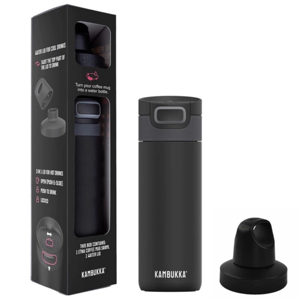 KAMBUKKA Dárkový set termohrnek 500 ml Etna Matte Black s víčkem Twist