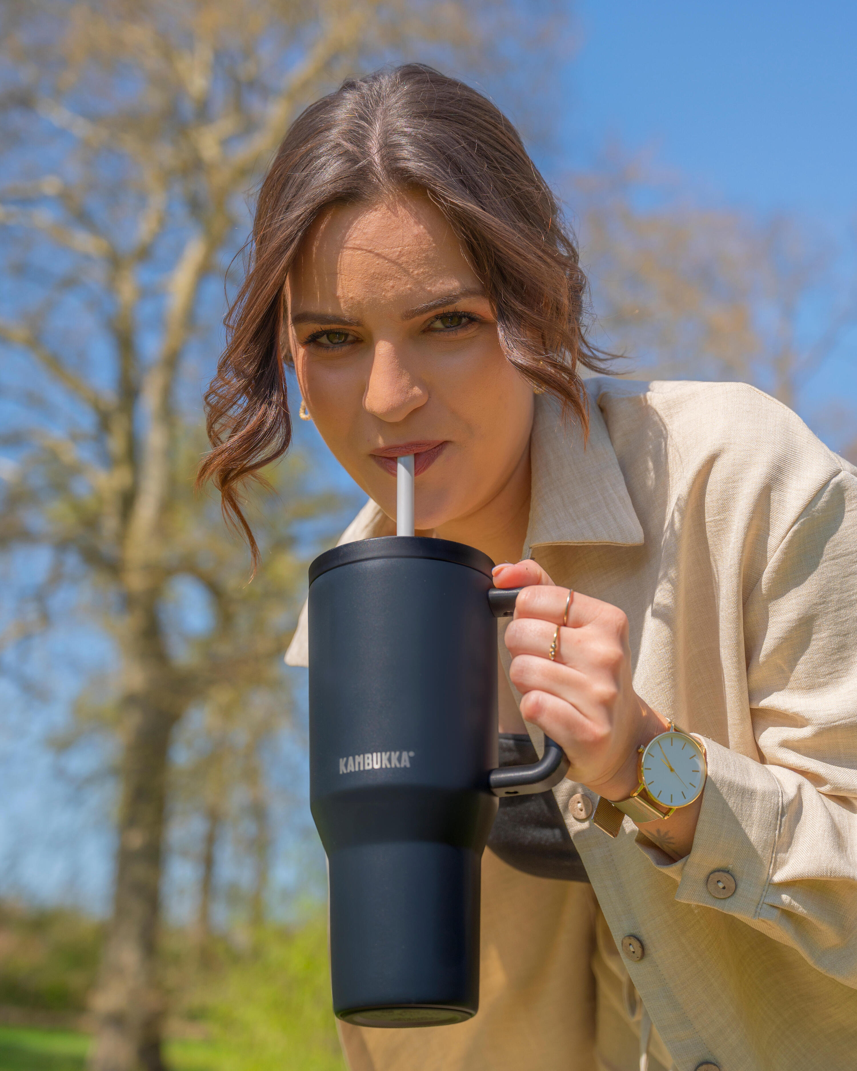 Kubek termiczny ze słomką termos podróżny Kambukka Rio Tumbler 950ml Night Rider 2/7