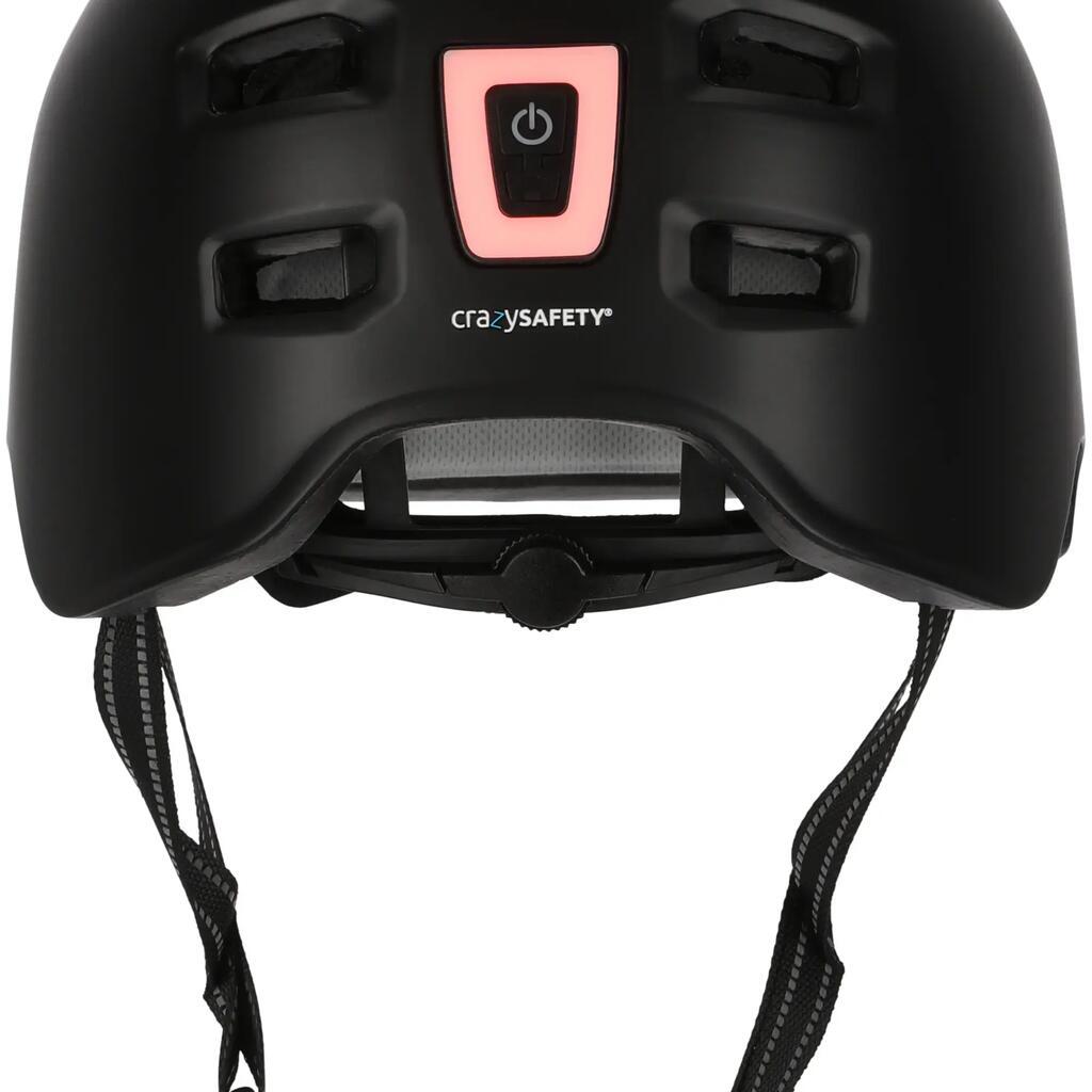 Skater Bicycle Helmet with Front and rear light | Black Color L 57-61cm | EN1078