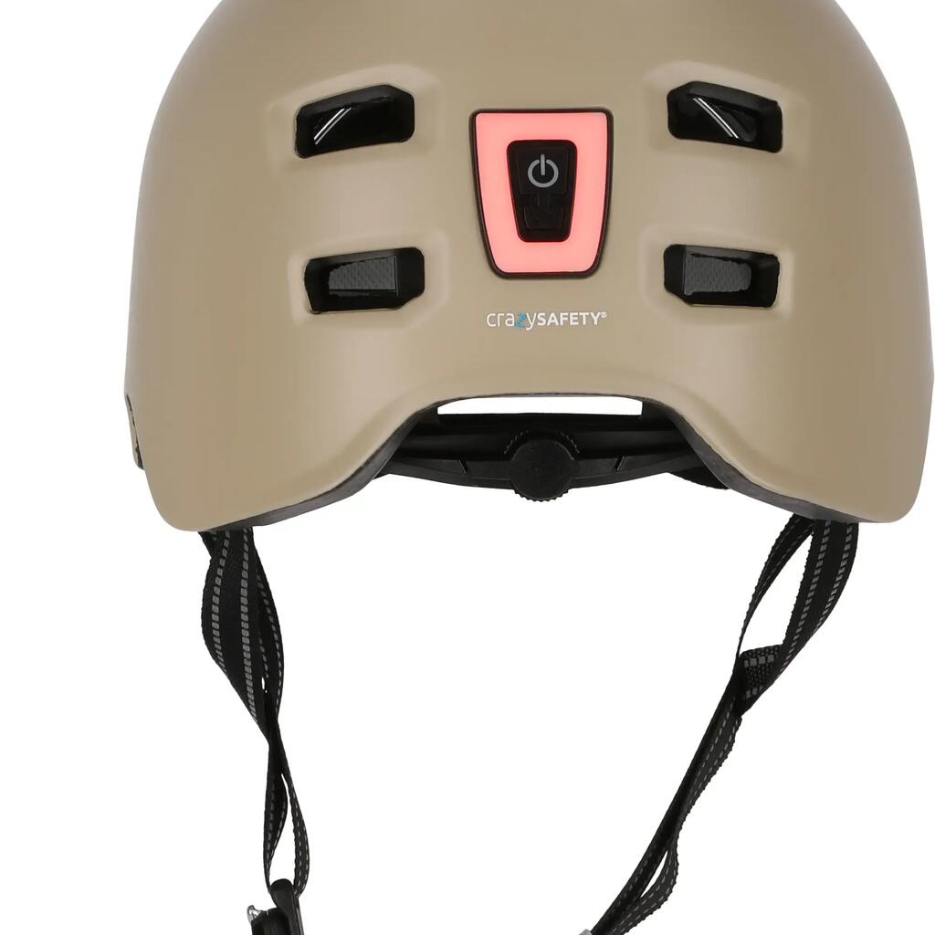 Skater Bicycle Helmet with Front and rear light | Sand Color M 54-57cm | EN1078
