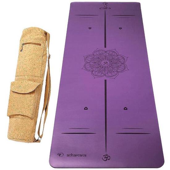 Tapis de yoga gomme-similicuir 5mm + Sac liège - pour mains sèches ou humides