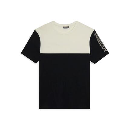 Camiseta con bloques de color con estampado en el hombro