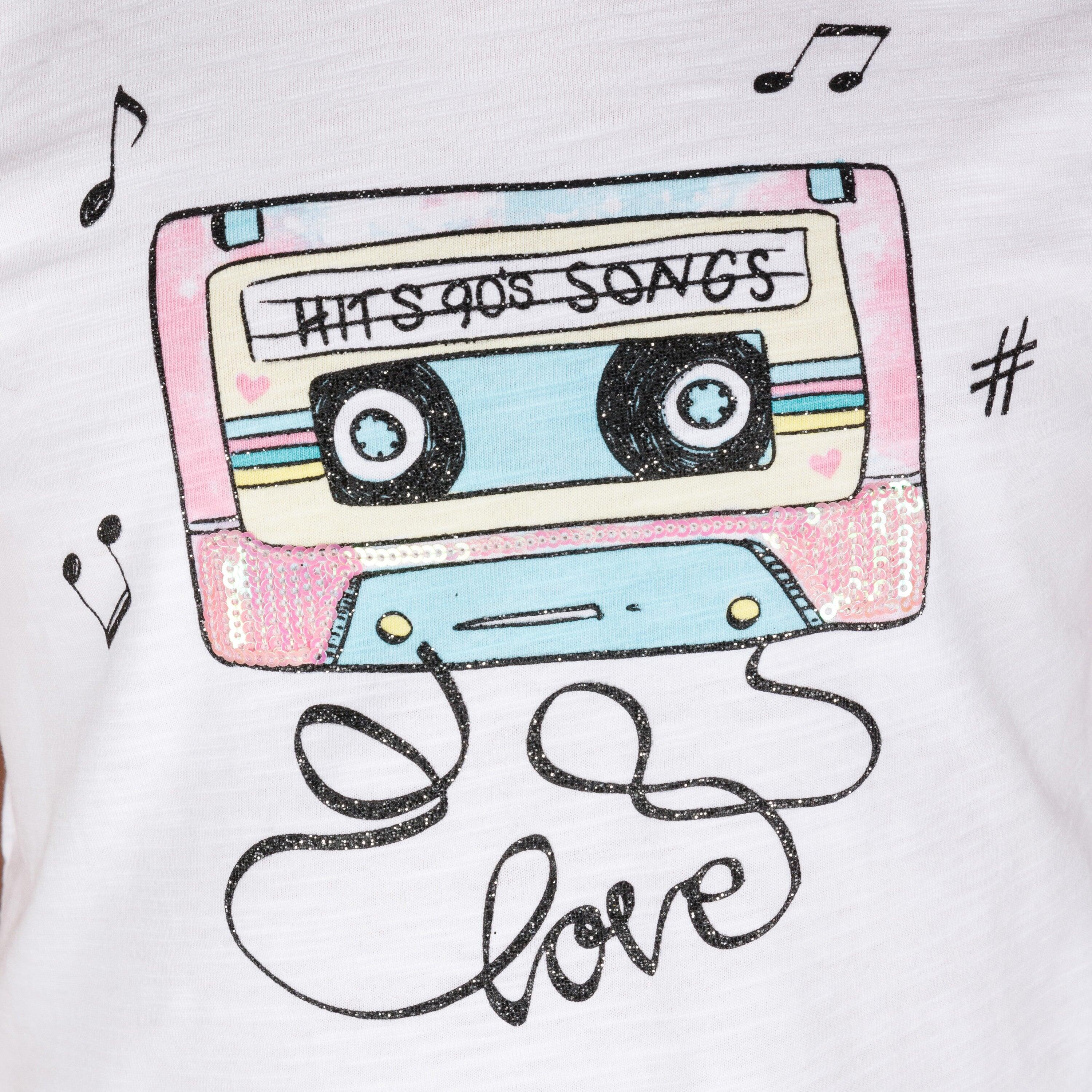 Camiseta de niña blanco estampado cassette 3/5
