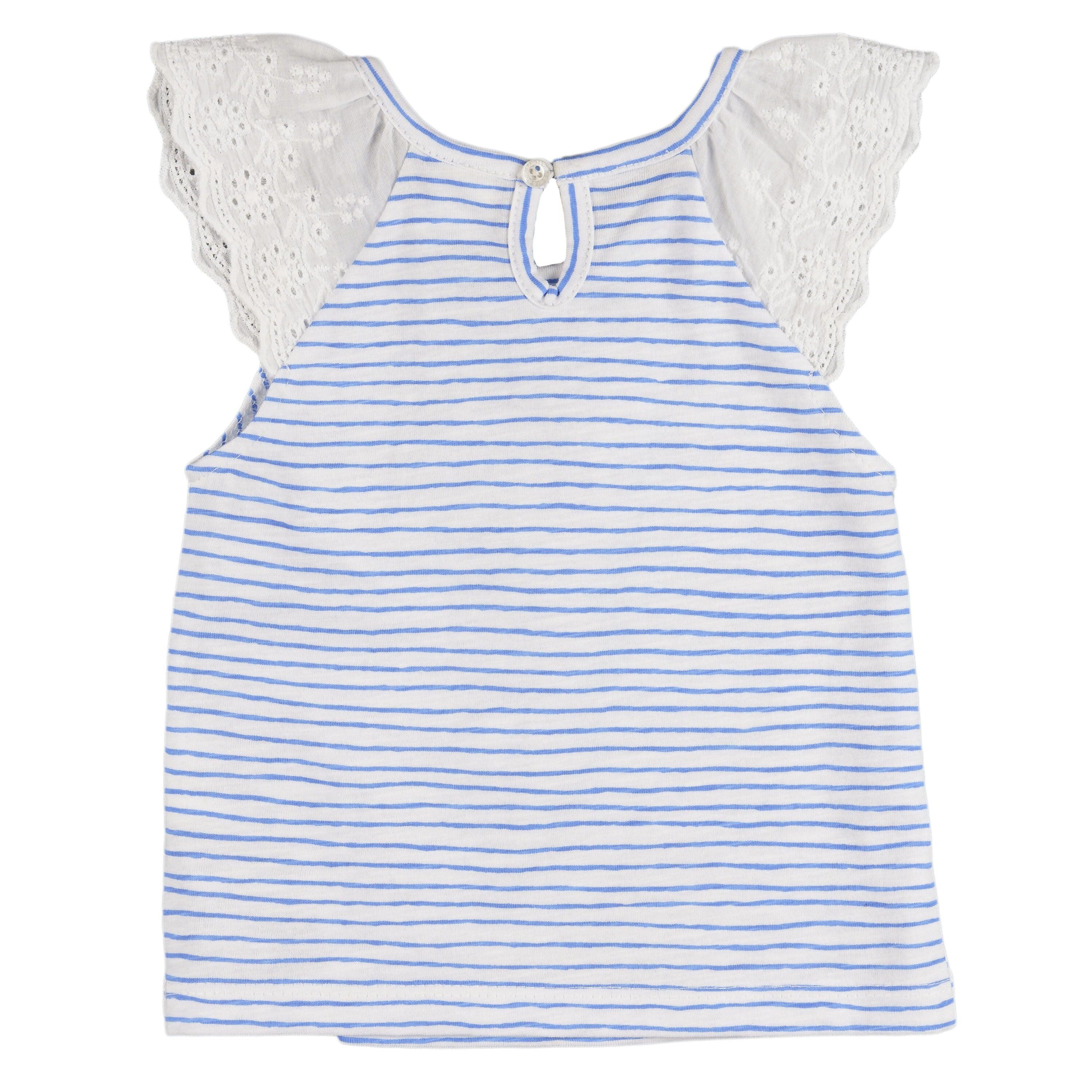 Camiseta listrada azul e branca para bebê 3/5