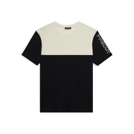 Camiseta con bloques de color con estampado en el hombro