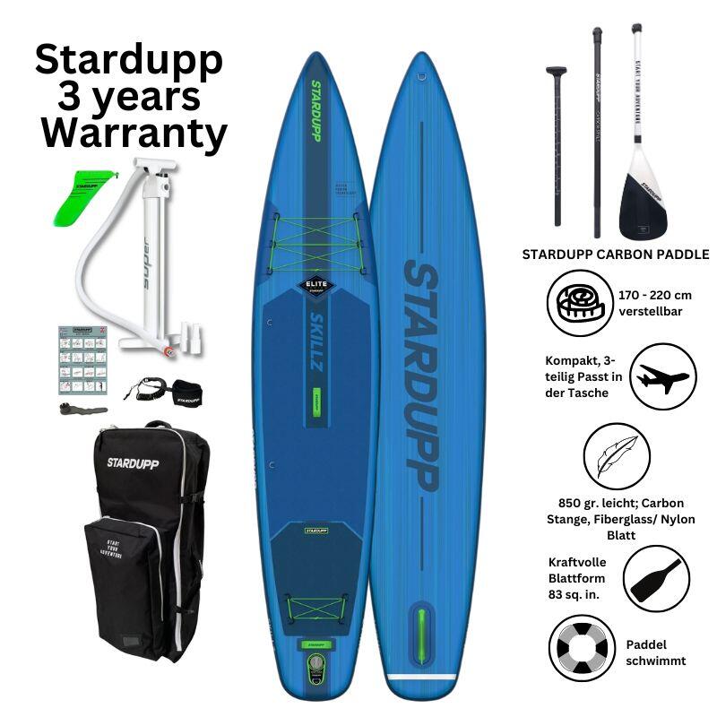 Ensemble Stardupp Skillz Elite SUP 12'6 avec pagaie en carbone 1/5