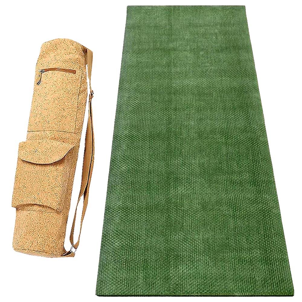 Achamana - Tapis Yoga Naturel Caoutchouc-jute - Éco-artisanal + Sac En Liège - 4mm Vert - Tapis De Yoga - Decathlon
