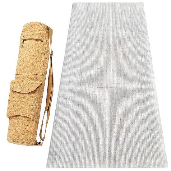 Tappetino yoga gomma e iuta 4 mm + borsa in sughero - eco-artigianale bianco
