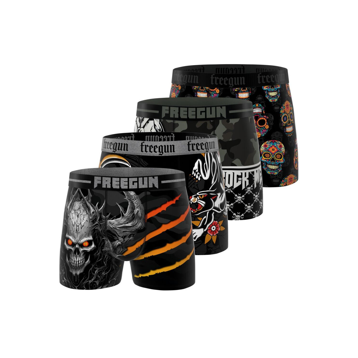Freegun - Lot De 4 Boxers Homme Rock Da Summer - Caleçon - Noir - Decathlon