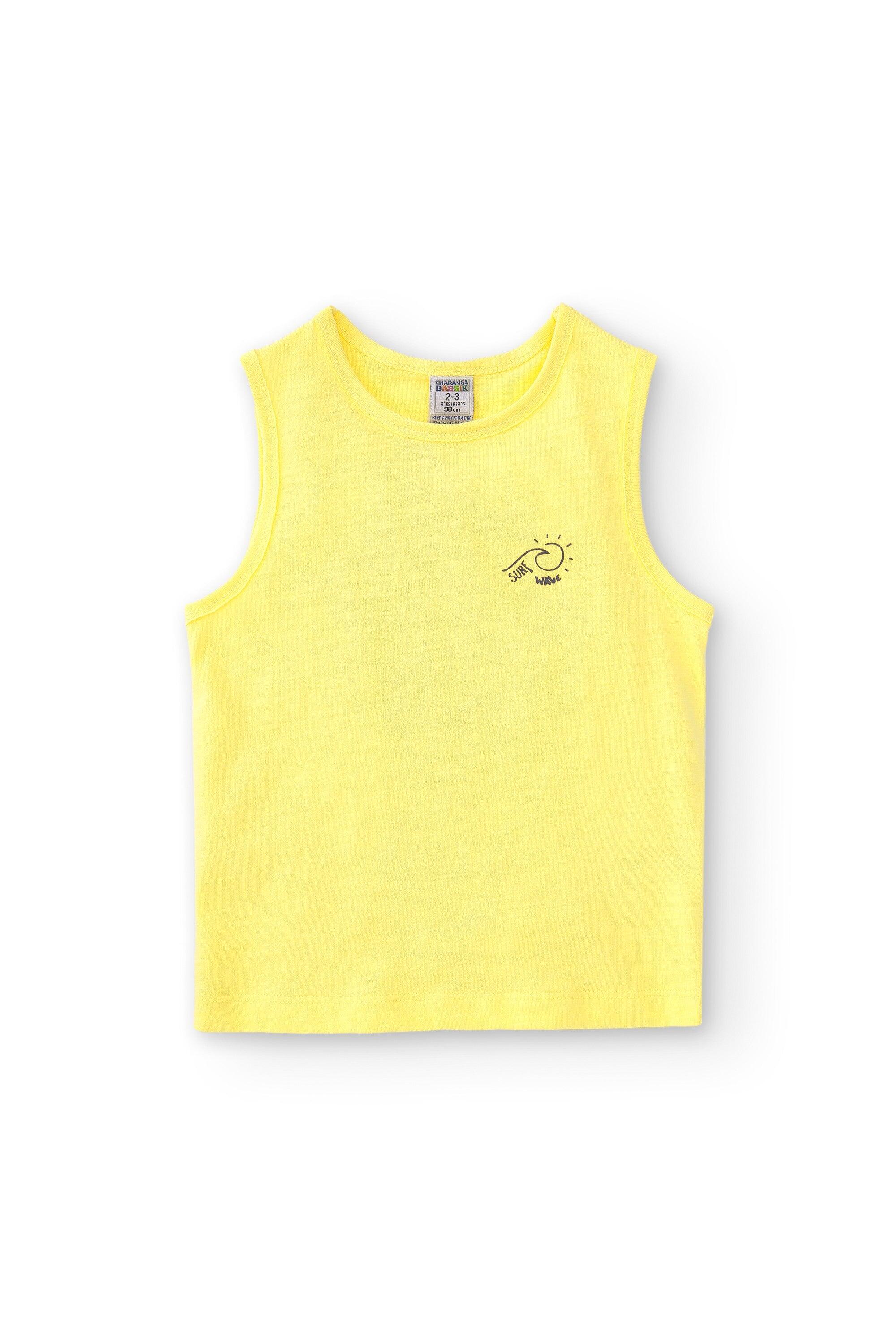 Camiseta regata amarela com estampa de onda de surf para 2/5