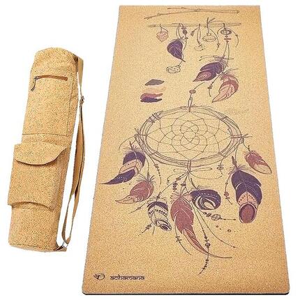 Kit Tapis de yoga caoutchouc & liège 5mm + Sac liège - Attrape rêves