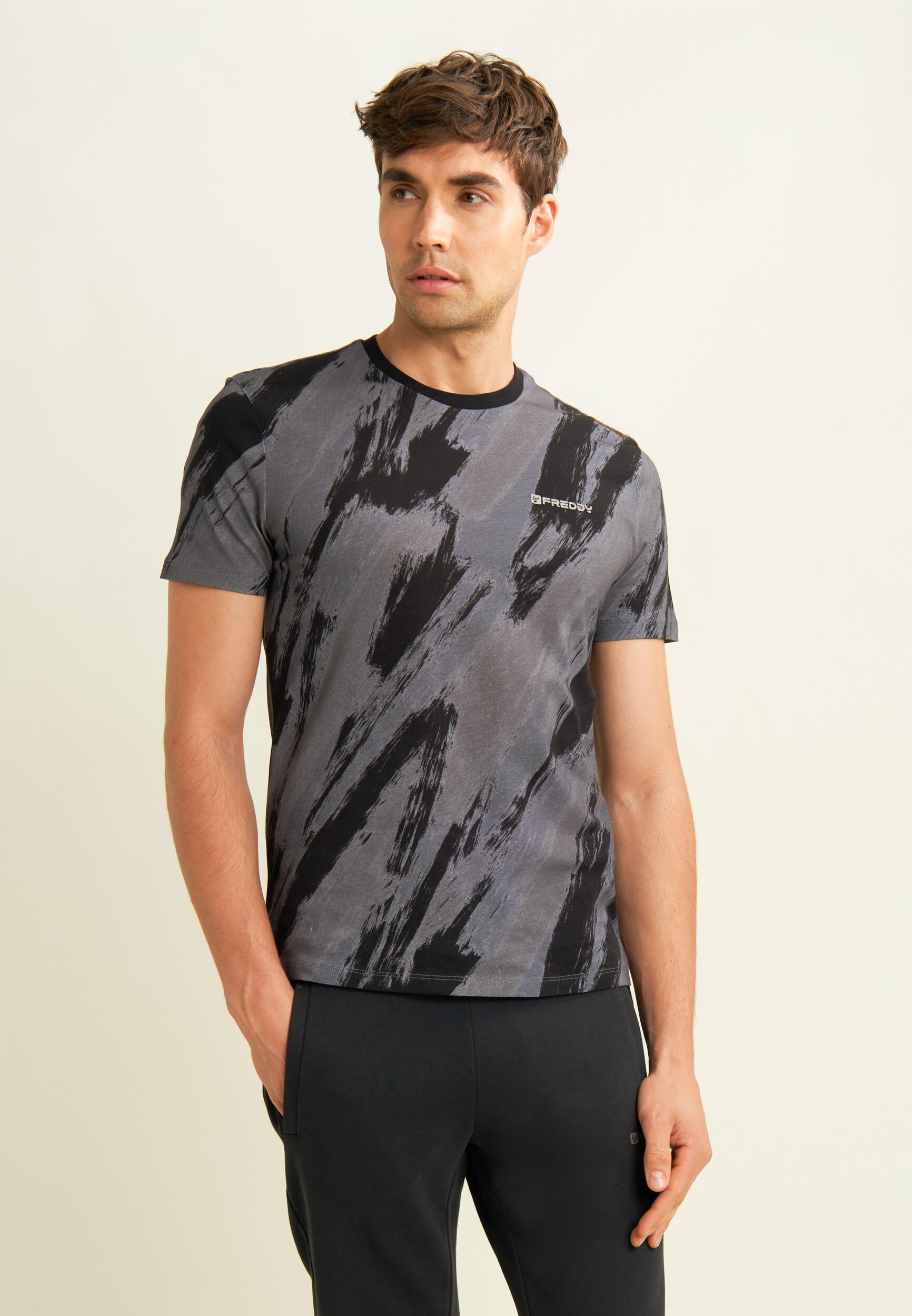 T-shirt imprimé avec effet « coup de pinceau » en coton 2/4